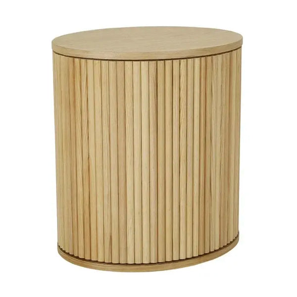 Benjamin Ripple Round Bedside Table | Natural Ash - CLU Living Pty Ltd