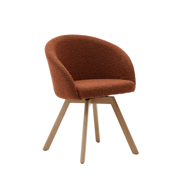 Otis Swivel Dining Chair | Rust Boucle - CLU Living Pty Ltd