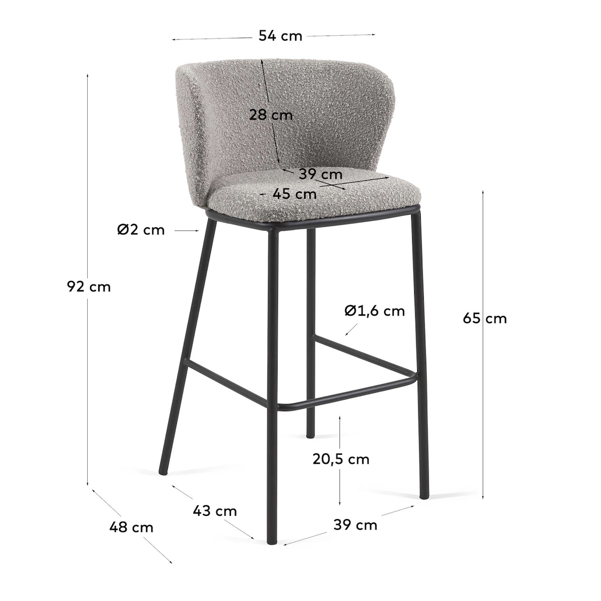 Carly Bench Barstool | Stone Grey Boucle - CLU Living Pty Ltd