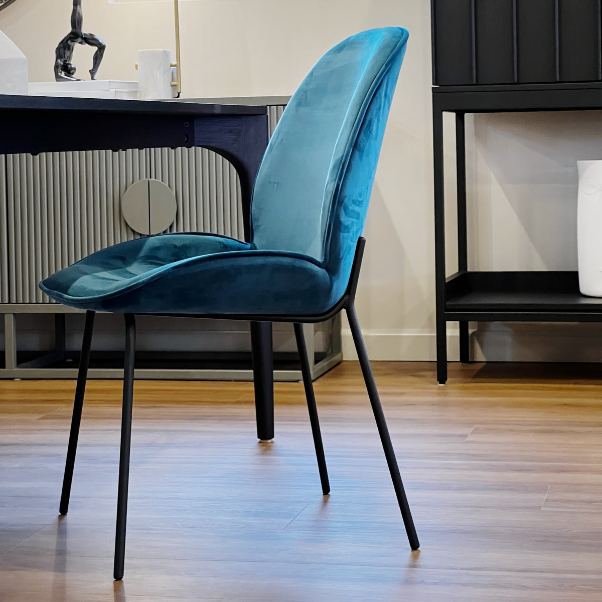 Shelby Dining Chair | Peacock Blue Velvet - CLU Living Pty Ltd